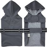 LeerKing Dog Raincoat Hooded Leash Hole 10 sizes, Waterproof Double Layer Dog rain coat Jacket with Cotton Lining for Small Medium and Large Dog,Grey,4XL