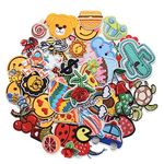 Harsgs 60pcs Random Assorted Styles Embroidered Patches, Bright Vivid Colors, Sew On/Iron On Patch Applique for Clothes, Dress, Hat, Jeans, DIY Accessories