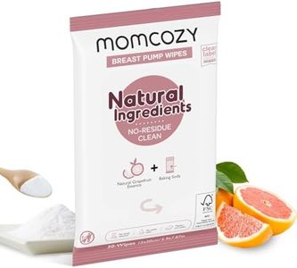 Momcozy Natural Breast Pump Wipes for Parts Cleaning On-The-go, 30 Count, Flash Clean & Resealable