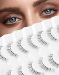 Onlyall Lashes Natural Look False Eyelashes Natural Wispy Lashes Short Eyelashes Fake Eye Lashes Clear Band Eyelashes 7 Pairs A22(7MM-10MM)