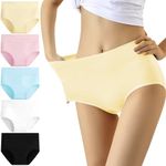 Youshow Underwear Women High Waisted Women's Knickers Seamless Knickers for Women Multipack Cotton Ladies Pants Full Briefs Tummy Control Knickers Size 18 C Section Underwear 5 Pack(Multicolor-02,2XL)