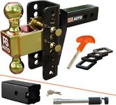 PSAUTO Adjustable Trailer Hitch – fits 2-inch Receiver, 6-inch Drop, 20,000 LBS, 2 and 2-5/16 inch Balls - Trailer Hitch, Adjustable, Ball Mount Hitch, Solid Tube Hitch - Gooseneck