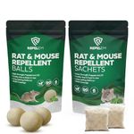 REPELEM Rat & Mouse Repellent Peppermint Oil Set - Natural Mice Repellent & Rat Deterrent for Homes, Cars, Caravans & Lofts - Super Strength Cruelty-Free Rat Poison Alternative (6 Sachets & 6 Balls)