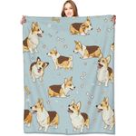 VODRM Corgi Blanket Cute Puppy & Dog Bone Throw Blankets,Birthday Gifts for Kids Adult & Pet Lovers,Lightweight Soft Fleece Cozy for Sofa Couch Bed Room Travel Decor 50x60in