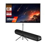 celexon portable, light and mobile projector tripod screen with height-adjustable telescopic pole Ultra-lightweight - 177 x 100 cm - 80" inch - 16:9