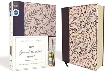 NIV, Journal the Word Bible, Cloth over Board, Pink Floral, Red Letter, Comfort Print: Reflect, Take Notes, or Create Art Next to Your Favorite Verses