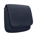 kwmobile Cable Organiser Bag - Soft Protective Neoprene Tech Pouch - 16 x 12 cm - Cable Travel Organiser Storage with 2 Interior Mesh Pockets - Dark Blue
