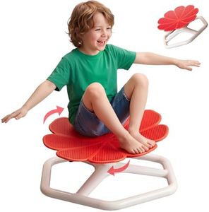 KYZDZQ Spinning Chair for Autistic Kids,Sensory Swivel Chair, 220LBS Weight Capacity, Sensory Toy for ADHD & Autism 3-6 Years Children,Training Body Coordination, Metal Base Non-Slip Design (Red)