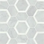 Bedrosians Matisse Marble Blend Mosaic 4, 10.5" x 12", White Carrara & Thassos (5-Pack, 4.38 SF)