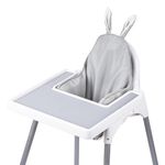 Dadouman Inflatable & Reversible Supporting Cushion for Baby High Chairs, Baby Wooden High Chair Cushion, Inflatable Cushion Insert Included (GREY BUNNY)