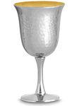 Zion Judaica Passover Seder Hammered Metal Kiddush Cup 6.5 oz Brass Stemmed Seder Wine Goblet 5.5" Tall Footed Cup for Pesach Seder Wine Cup of Redemption Elijah Cup Passover Table Decoration