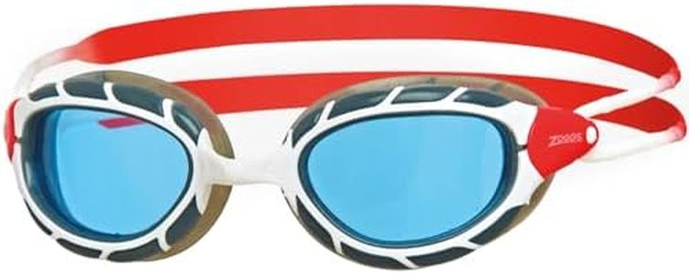 Zoggs Predator Schwimmbrille Erwachsene, Herren und Damen – UV-Schutz, Antibeschlag, Bequemer Sitz & Einfach Verstellbare Zugbänder Getönte Gläser, Weiß/Rot, Regulär