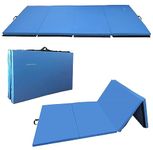 Signature Fitness All Purpose 4'x8'x2" Extra Thick High Density Anti Tear Gymnastics Gym Folding Exercise Aerobics Mats, Blue