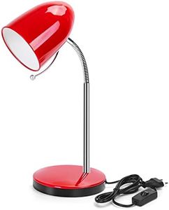 Aigostar Lampada da Scrivania Vintage Rosso, Lampada da Tavolo Led in Compatibile con Lampadine a Modello E27,Lampadina non inclusa,Max.11W,Con Metallo Braccio Regolabile, Adatto alla Lettura,Lavoro