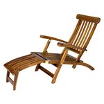 All Things Cedar TF53 Teak Steamer Chair | Luxury Foldable Outdoor Lounge Chair | Teak Patio Chairs with Cushion | 5 Reclining Positions, Durable Outdoor Teak Chairs (24x64x37)