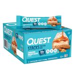 Quest Nutrition Stacks Protein Bars, Cinnamon Brown Sugar, 20g Protein, 2g Net Carbs, 1g Sugar, High Fiber, Low Sugar, Gluten Free, 12 Count