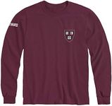 Ivysport Harvard University Long Sleeve T-Shirt Mascot Logo, 100% Cotton, Crimson, Long Sleeve T-Shirt, Small