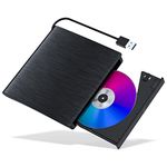 External CD/DVD Drive for Laptop, USB 3.0 CD Burner Portable CD/DVD Optical Drive Player Reader Writer, Compatible with Laptop Desktop PC MacBook Mac Windows Linux OS (Black)