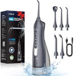 Water Dental Flosser Teeth Pick: Portable Cordless Waterproof Flossing 300ML Rechargeable Travel Irrigation Cleaner IPX7 Gray