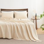 Simple&Opulence Belgian Linen Sheet Set Solid Color - 4 Pieces (1 Flat Sheet & 1 Fitted Sheet & 2 Pillowcases) Natural Flax Cotton Blend Soft Bedding Breathable Farmhouse (Linen, King)