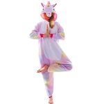 Spooktacular Creations Unicorn Pajama Plush Costume Adult Onesie Halloween Costume Sleepwear Halloween Dress Parties Pink M