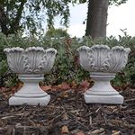 ONEFOLD Stone Pair of Tulip Vases Ornament Outdoor Garden Sculpture Statue Flower Planters