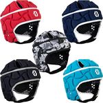 Body Armour Club Headguard Rugby Head Protection Scrum Cap - Junior (Medium Boys, Black/Silver)