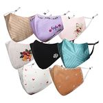 MASQ By Q-One Pastel Breathable Protective Reusable Washable Masks, Anti-Bacterial (BFE>99%) 4 Layer Embroidered, Fashionable Cotton Cloth Face Mask for Women and Girls with Ear Adjusters