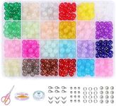 ROLMZJX 683 Pieces 8mm Glass Beads Bracelet Making Kit with 223pcs Craft Material Accessories, 24 Colors Glass Bead kit for Bracelet Making for Bracelet Jewelry Making and DIY Crafts