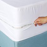 Zipped Waterproof Mattress Protector Double Bed Fitted Waterproof Mattress Cover Zip Up Encasement All Round Protection 30cm Deep Fitted (Double 140x200cm+30cm)