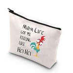 Chicken Makeup Bag Mom Life Got Me Feeling Like HEI HEI Rooster Gifts Funny Chicken Gifts HEI HEI Fans Cosmetic Bag for Sister Friend Bestie(Mom Life Like HEI CA)