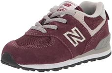 New Balance Kids' 574 Core Bungee Sneaker, Burgundy/White, 7.5 Wide Toddler