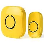 SadoTech Wireless Doorbell for Home - 1 Push-Button Ringer & 1 Chime Receiver, Battery Operated, 1000 Feet, Cordless Waterproof Door Bells w/LED Flash, Yellow