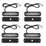 PROZOR 4PCS 6LEDs Strobe Flashing Lights - Beacon Lights with 18 Flash Modes IP65 Waterproof Emergency Warning Strobe Light for 12V / 24V Car Vehicle Trucks Boat Vehicles