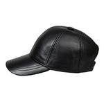 HATSQUARE Genuine Leather Baseball Cap Adjustable Soft Feel Dad Plain Hat Stylish Classic for Women Men Unisex (Black)