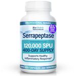 Serrapeptase Enzyme, High Potency 120000 Units (SPU), 400-Day Supply, Delayed Release Vegetarian Capsules (DRcaps) For Maximum Absorption