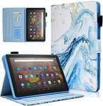 AUSMIX for Amazon Kindle Fire HD 8 Case & 8 Plus Tablet Case (12th/10th Generation, 2024/2022/2020 Release), Fire 8" Premium PU Leather Folio Case Slim Smart Cover with Auto Wake/Sleep, Blue Marble