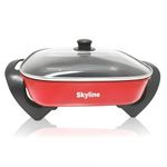 Sky line 1500W Electric Fry Pan with Glass Lid, Non-Stick, Adjustable Temperature Control, Energy Saving,