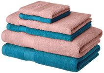 Amazon Brand - Solimo 100% Cotton 6 Piece Towel Set, 500 GSM (Turquoise Blue and Baby Pink)