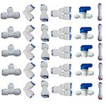 Lemoy 1/4" OD Quick Connect Push in to Connect Water Tube Fitting for RO Reverse Osmosis Water Filter Fittings Pack of 30