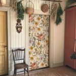 LiveInUrban Self Adhesive Vintage Boho Door Mural, Retro Flower Peel and Stick Vinyl Door Decals Sticker for Bedroom Living Room Home Decor