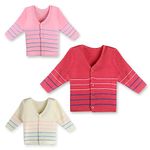 Knitco Multicolor Full Sleeve Acrylic Woollen Sweater for Kids Unisex (Pack of 3) (6-12 Months)