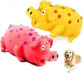 Squeaky Pig Dog Toys, 2 Pack Grunting Pig Dog Toy That Oinks Grunts for Small Medium Large Dogs, Durable Rubber Pig Squeaker Dog Puppy Chew Toys, Latex Interactive Squeak Funny Cute Dog Toy Set