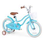 OLAKIDS Kids Bike, 12 14 16 18 Inch Toddlers Bike with Removable Training Wheels Basket, Safety Bell, Adjustable Seat Handlebar, Children's Bicycle for Girls Boys 3-8 (16 inch, Blue)