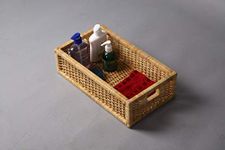 AKWAY Handmade Bamboo Storage Organizer Wicker Basket for Cloth, Toiletry, Cosmetic, Towels, Toys, Bathroom (18 x 11 x 5.5, Beige)