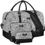 IBFUN Weekender Bags for Women, 21" Weekender Travel Bag, Travel Duffle Bag Carry on Overnight Duffel Bag 3PCS, B2-Canvas-Leopard, Large, Expandable Weekender Bag With Back Side Luggage Sleeve and