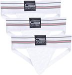 GOLBERG G Men’s Athletic Supporters (3 Pack) - Jock Strap Underwear - Extra Strength Elastic, White, Large