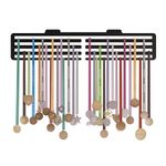 GLORY MEDAL HANGERS | Plain Display Medal Holder - Holds Up to 45 Medals (38 * 08 CM) Sports Wall Display | Steel | Black, Glossy Finish