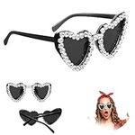 Feibety 70s Vintage Love Heart Sunglasses,Women Cat Eye Ladies Retro Rhinestone Diamond Designer Style UV400 Protection Fancy Colorful Eyewear,Fancy Dress Heart Shaped Glasses for Summer Party