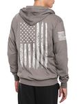 Ohoo Mens USA American Flag Graphic Printed Zip-up Hoodie Slim Fit Long Sleeves Sweatshirt, Dcf072-brown, Large Tall